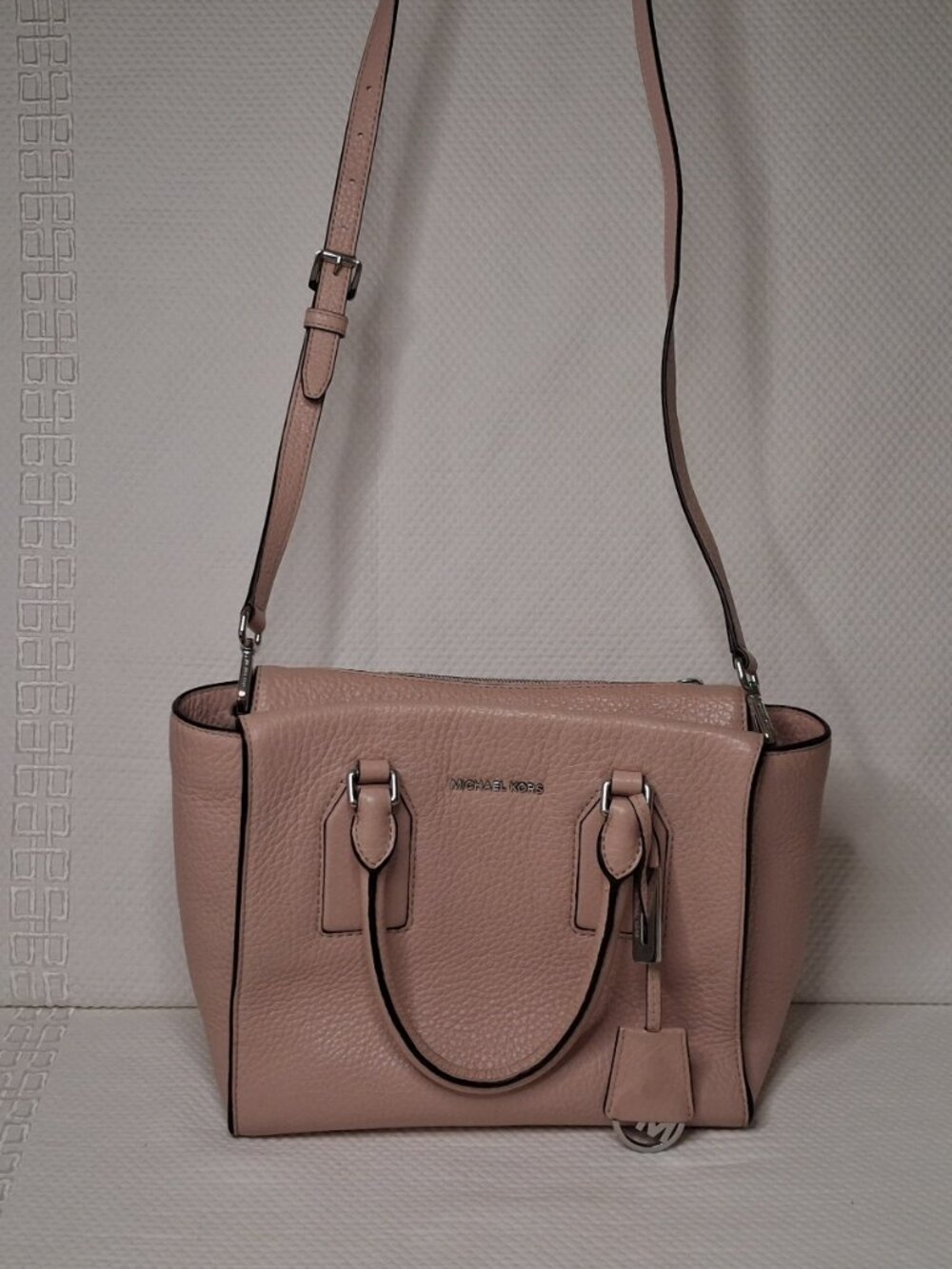 Michael Kors Selby Pink Ballet Medium Satchel Pebbled Leather Messenger Bag